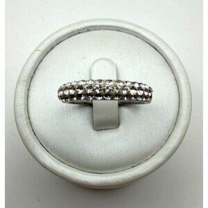 925 AU Sterling Silver Gold Tone CZ Crystal Eternity Band Ring Size 7.5